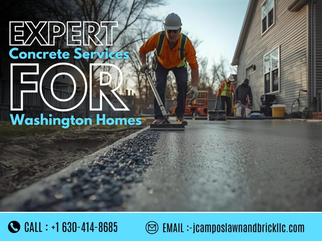 Contractor installing concrete driveway in Washington, IL backyard